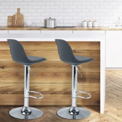 Lot de 2 tabourets de bar Karl design gris