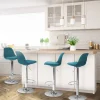 Lot de 4 tabourets de bar bleu canard réglables pied métal