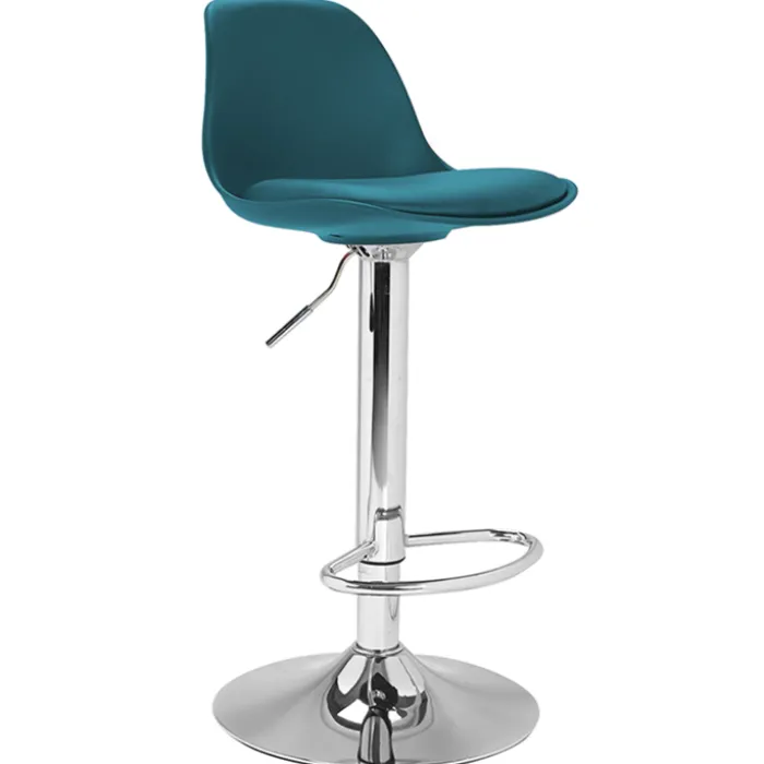 Lot de 4 tabourets de bar bleu canard réglables pied métal