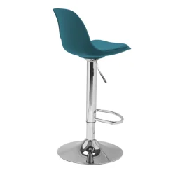 Lot de 4 tabourets de bar bleu canard réglables pied métal