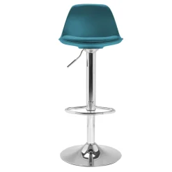 Lot de 4 tabourets de bar bleu canard réglables pied métal