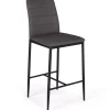 Lot de 4 tabourets de bar en PVC gris rembourrés