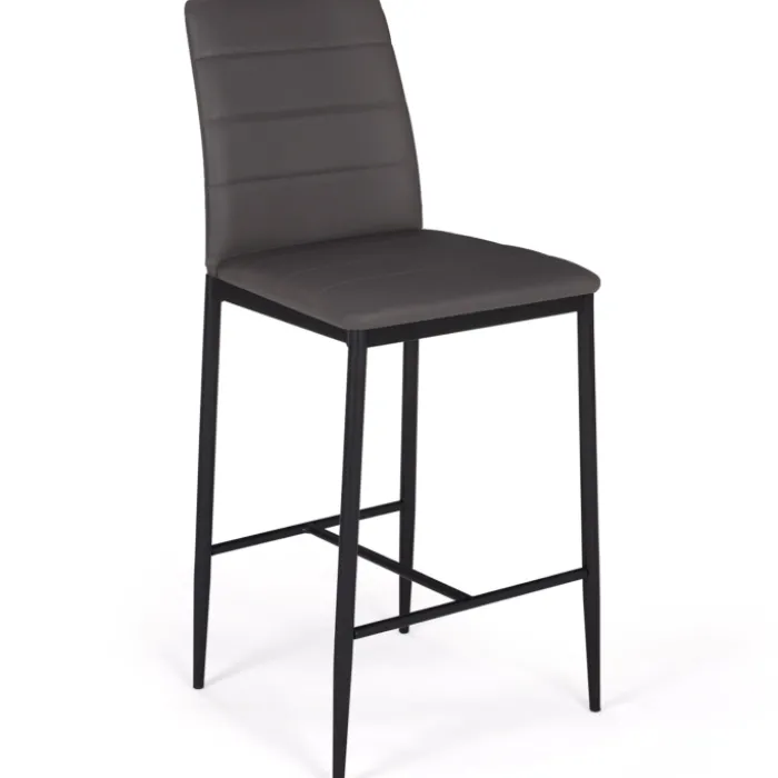 Lot de 4 tabourets de bar en PVC gris rembourrés