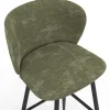 Lot de 4 tabourets de bar assise en chenille vert kaki et pieds en métal noir