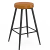 Lot de 2 tabourets de bar marron et pieds métal