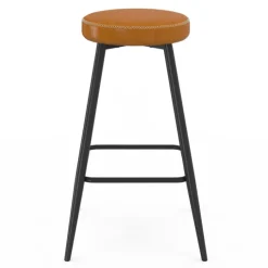 Lot de 2 tabourets de bar marron et pieds métal