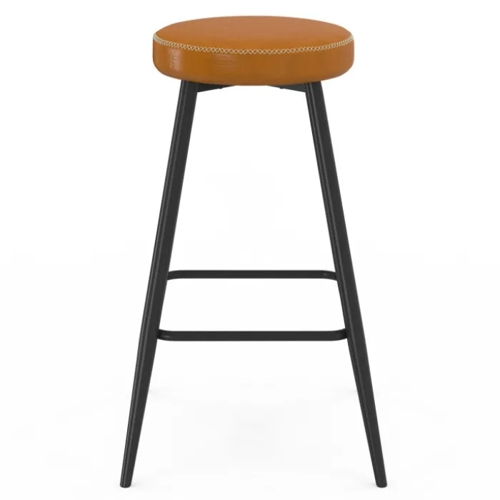 Lot de 2 tabourets de bar marron et pieds métal