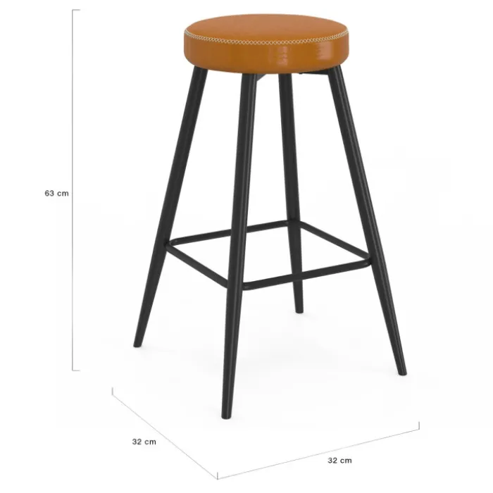 Lot de 2 tabourets de bar marron et pieds métal