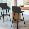 Lot de 2 tabourets de bar en velours noir