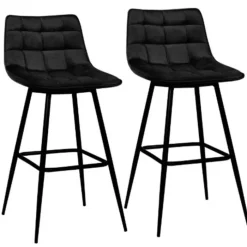 Lot de 2 tabourets de bar en velours noir