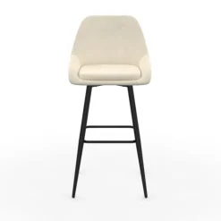 Lot de 2 tabourets de bar en velours beige avec demi-accoudoirs