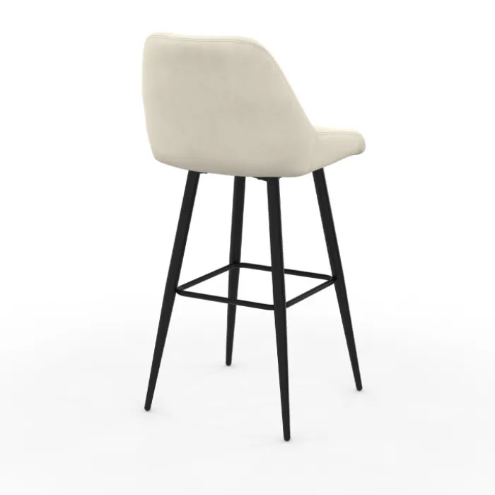 Lot de 2 tabourets de bar en velours beige avec demi-accoudoirs