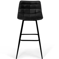 Lot de 4 tabourets de bar en velours noir