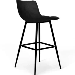 Lot de 4 tabourets de bar en velours noir
