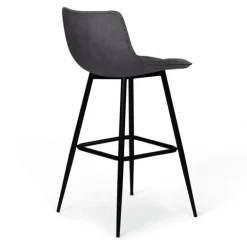 Lot de 4 tabourets en velours gris matelassé