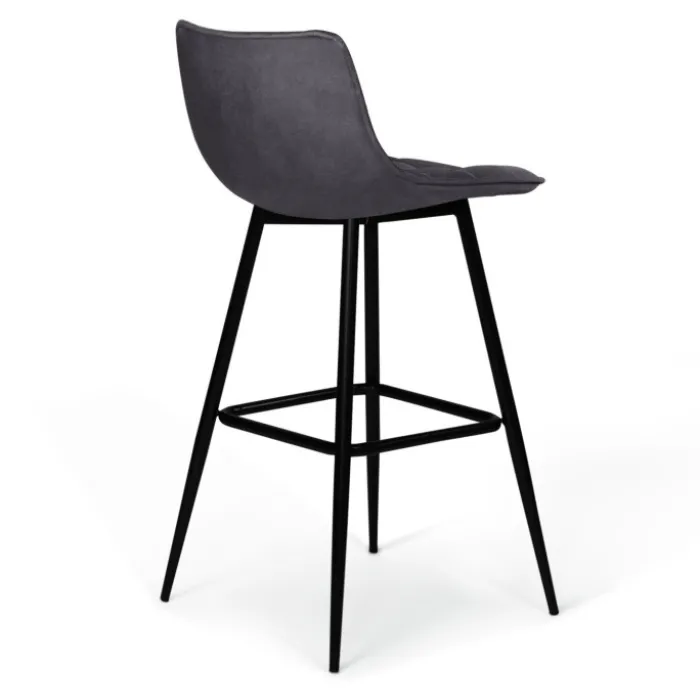 Lot de 4 tabourets en velours gris matelassé