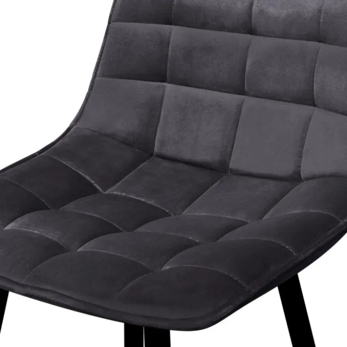 Lot de 4 tabourets en velours gris matelassé