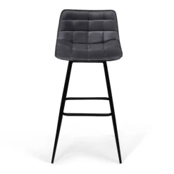 Lot de 4 tabourets en velours gris matelassé