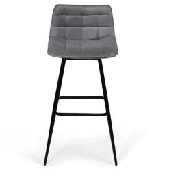 Lot de 4 tabourets gris clair en velours matelassé