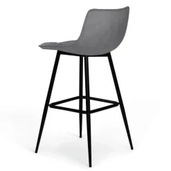 Lot de 4 tabourets gris clair en velours matelassé