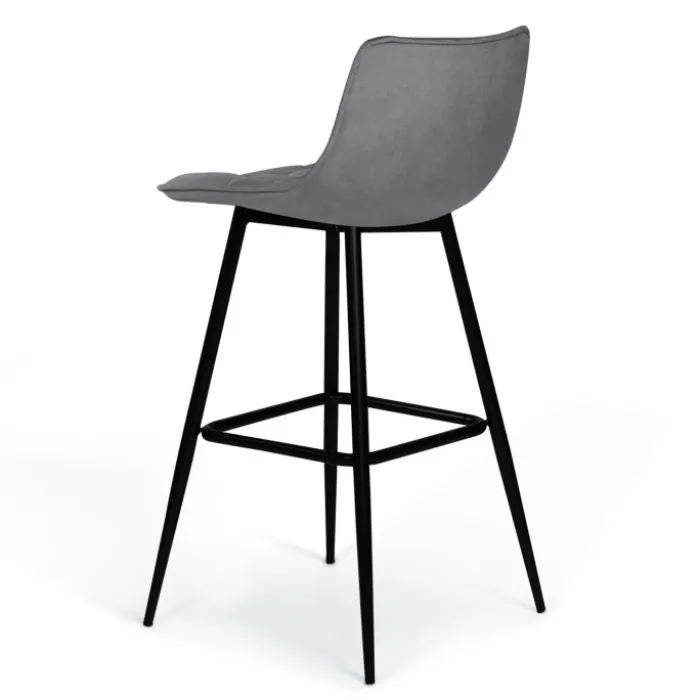 Lot de 4 tabourets gris clair en velours matelassé