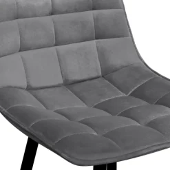Lot de 4 tabourets gris clair en velours matelassé