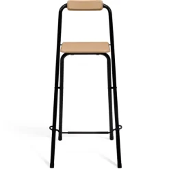 Lot de 4 tabourets hauts pliants industriels noir et bois