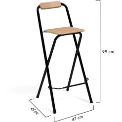 Lot de 4 tabourets hauts pliants industriels noir et bois