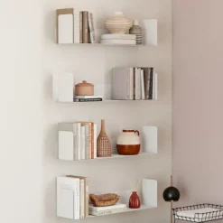 Lot de 4 étagères blanches 60x15 cm pour livres