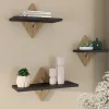 Lot de 3 étagères murales couleur hêtre et noir