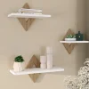 Lot de 3 étagères murales couleur hêtre et blanc