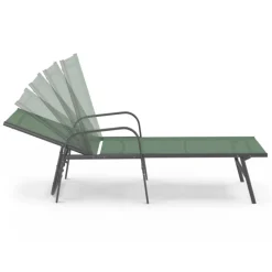Lot de 2 transats de jardin inclinables en acier et toile vert olive
