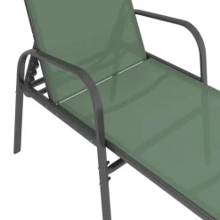 Lot de 2 transats de jardin inclinables en acier et toile vert olive
