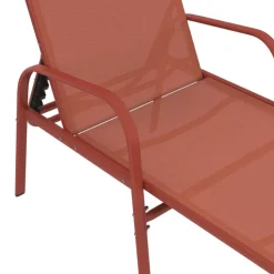 Lot de 2 transats de jardin inclinables en acier et toile terracotta