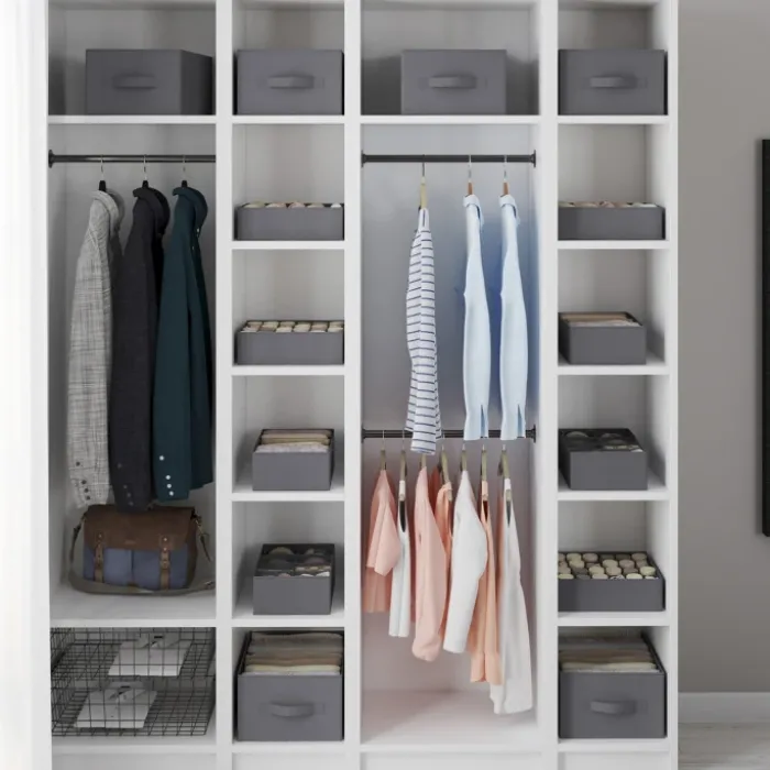 Lot de boites de rangement organisateur de dressing gris anthracite
