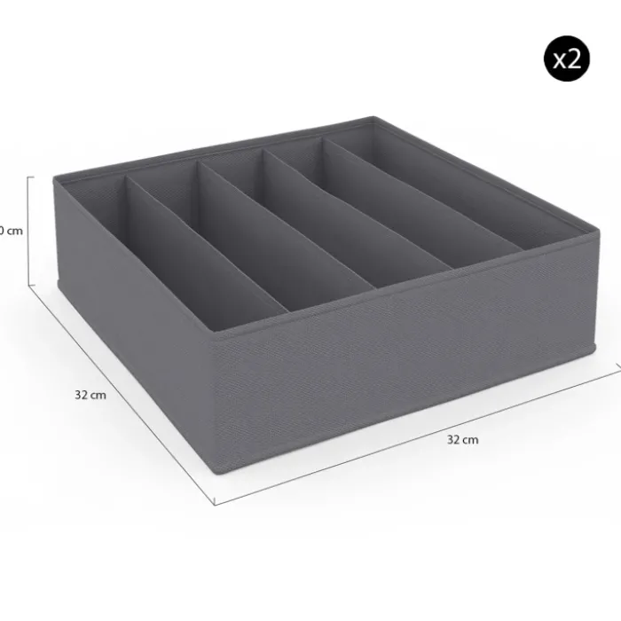 Lot de boites de rangement organisateur de dressing gris anthracite