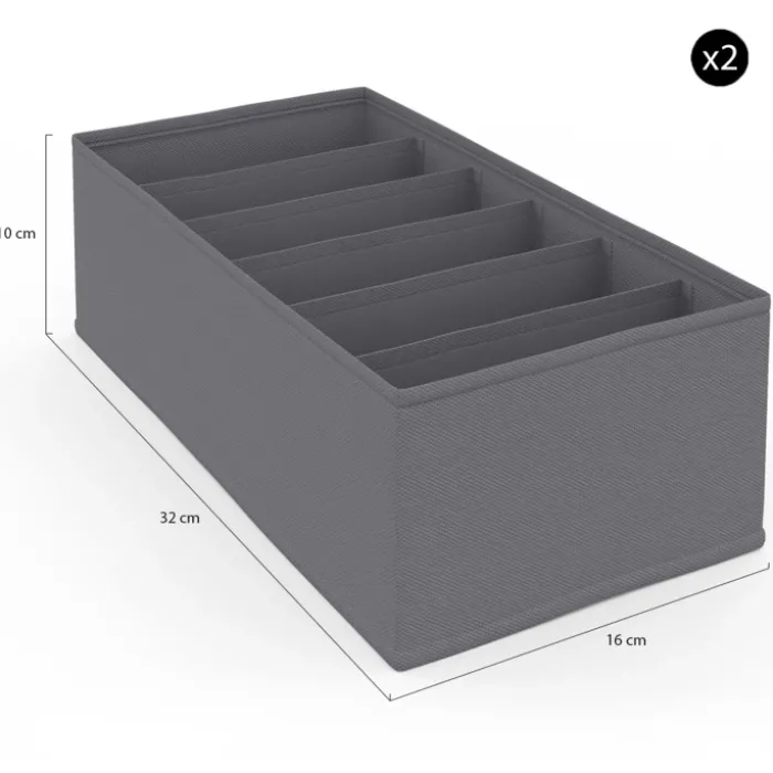 Lot de boites de rangement organisateur de dressing gris anthracite