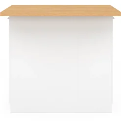 Îlot de cuisine blanc et plateau façon hêtre 100 cm