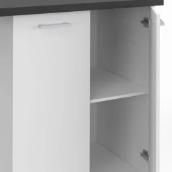 Îlot de cuisine blanc et plateau gris anthracite