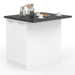 Îlot de cuisine blanc et plateau gris anthracite
