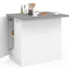 Îlot de cuisine blanc et plateau façon béton