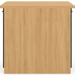 Îlot de cuisine imitation hêtre avec 4 portes noires 100 cm