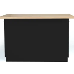 Îlot de cuisine noir et plateau façon hêtre 120 cm