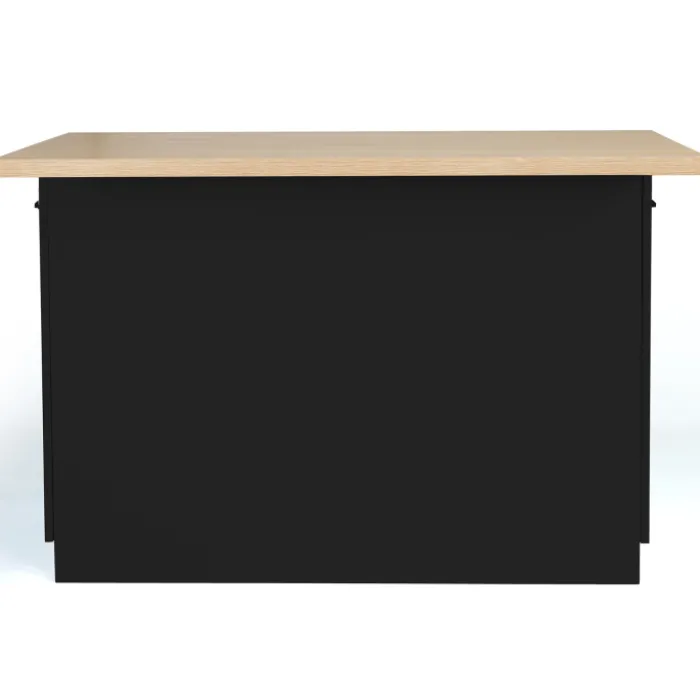 Îlot de cuisine noir et plateau façon hêtre 120 cm