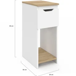 Lot de tables de chevet blanc et bois