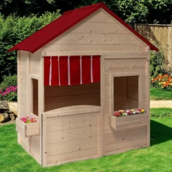 Maisonnette pour enfants en bois pour l’extérieur avec jardinières