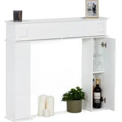 Manteau de cheminée console décorative avec rangement