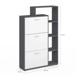 Meuble à chaussures 3 portes avec étagère