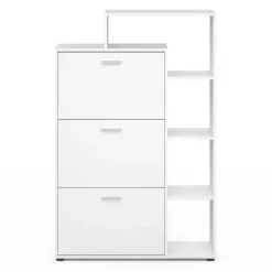 Meuble à chaussures 3 portes avec étagère blanc
