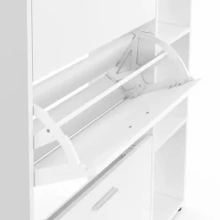 Meuble à chaussures 3 portes avec étagère blanc